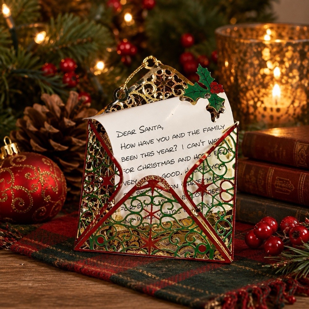 Baldwin Brass Letter to Santa Ornament 2004 24K Gold Christmas Boxed New